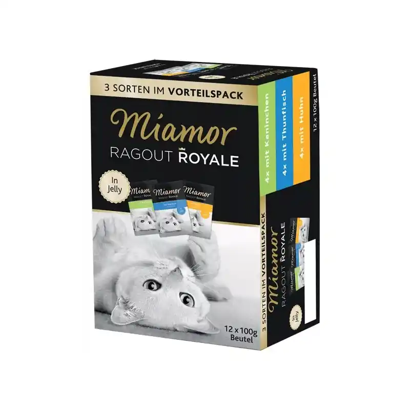 Premium MIAMOR Ragout Royale Mix Królik, kurczak, tuńczyk w galaretce 12x 100g