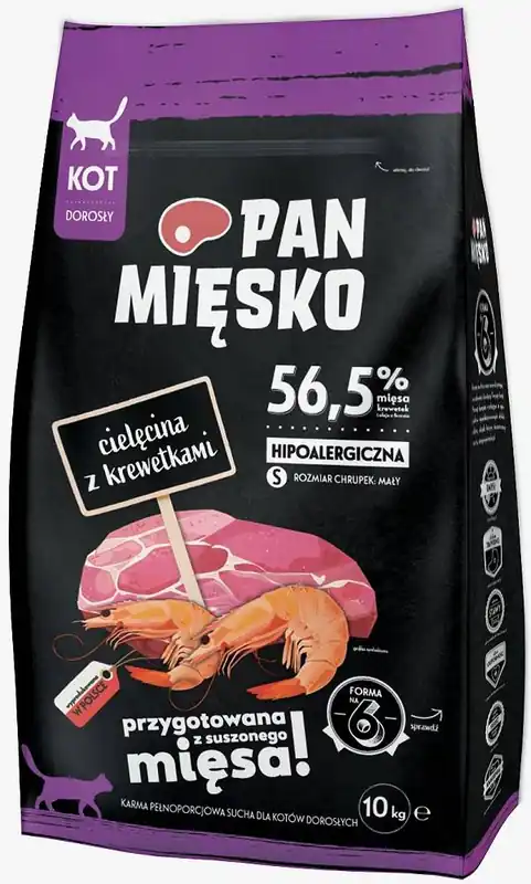 Pan Mięsko CAT Small Karma z cielęciną i krewetkami dla kota 10kg Premium