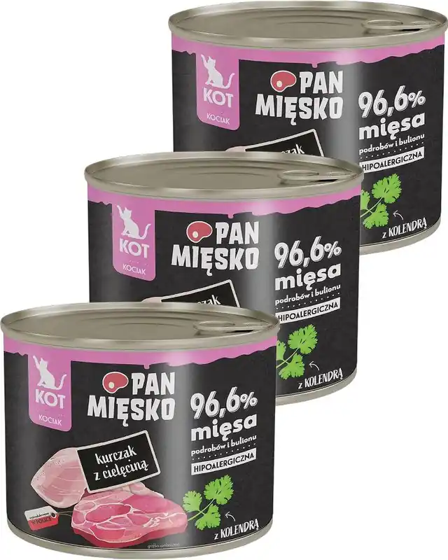 Premium Pan Mięsko Kitten Karma z kurczakiem i cielęciną dla kociąt 12x200g PAKIET