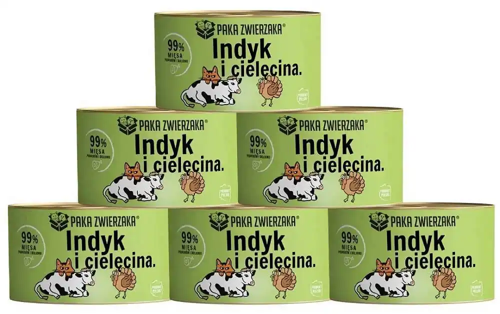 Paka Zwierzaka Duo Protein Karma z indykiem i cielęciną dla kota 6x200g PAKIET Obniżka ceny