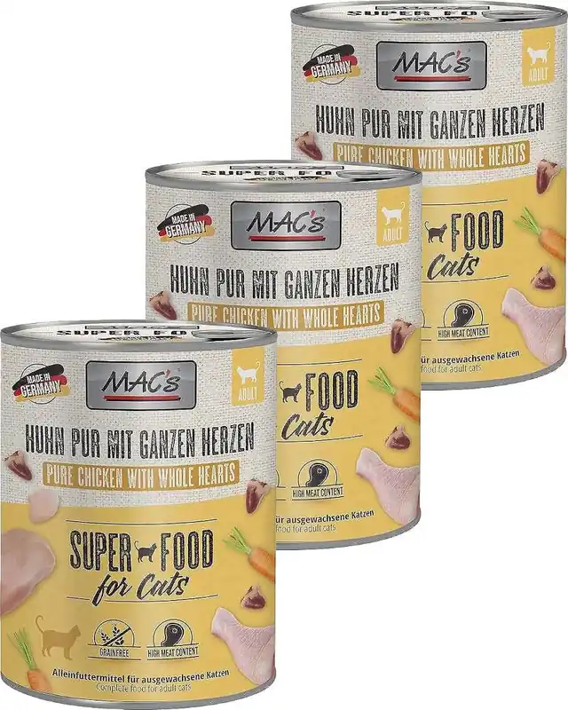 Mac‘s Cat Adult Karma z Kurczakiem i sercami drobiowymi dla kota 6x800g PAKIET Darmowy zwrot
