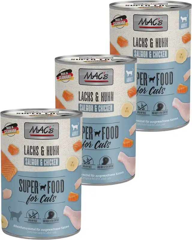 Tani Mac‘s Cat Adult Karma z łososiem i kurczakiem dla kota 6x400g PAKIET