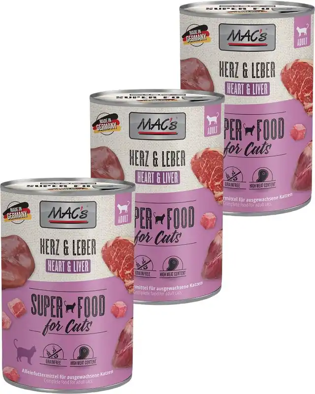 Mac‘s Cat Adult Karma z sercem i wątróbką dla kota 6x400g PAKIET Do wyczerpania zapasów