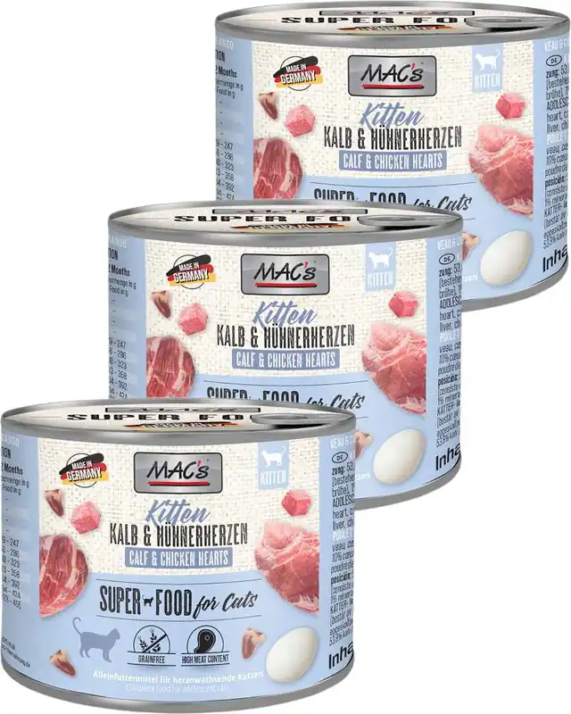 Mac‘s Cat Kitten Karma z cielęciną i kurzymi sercami dla kociąt 6x200g PAKIET Zniżka