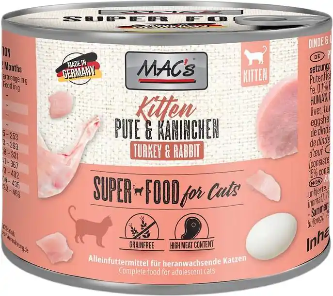 Mac‘s Cat Kitten Karma z indykiem i królikiem dla kociąt 200g Szybka dostawa