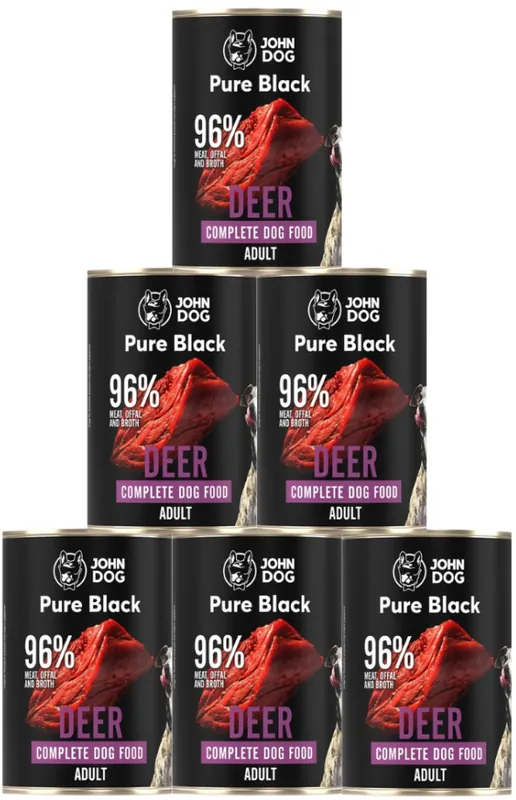 Super okazja John Dog Adult Pure Black Deer Karma z jeleniem dla psa 6x400g PAKIET