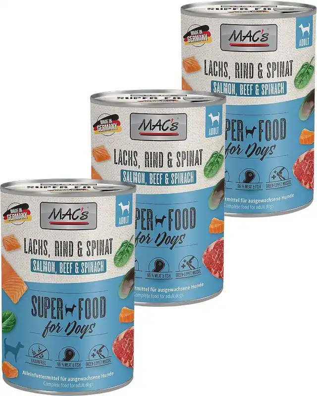 Mac‘s Dog Adult Karma z łososiem, wołowiną i szpinakiem dla psa 6x400g PAKIET Kup online