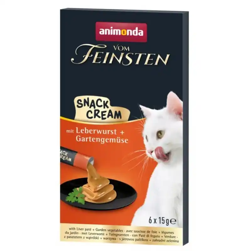 Oferta limitowana ANIMONDA Vom Feinsten Snack Cream z pasztetem z wątróbki z warzywami ogrodowymi 6x 15g