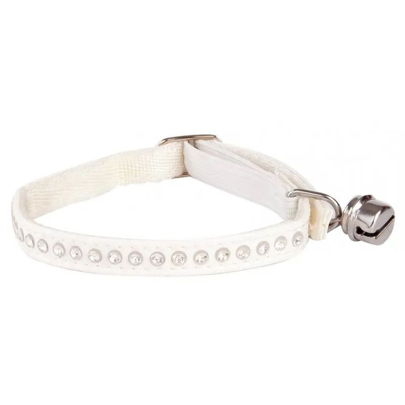Do wyczerpania zapasów DINGO Obroża Glamour dla kota 1,0 x 29 cm biała