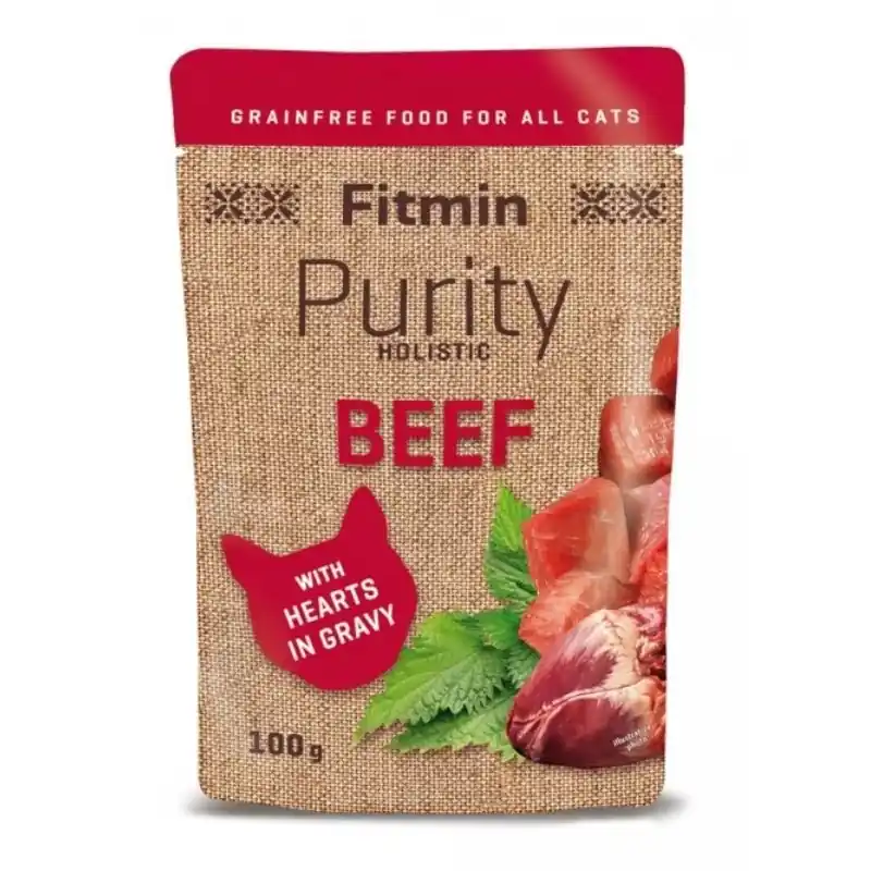 FITMIN Cat Purity Wołowina z serduszkami w bulionie 100g (saszetka) Darmowy zwrot