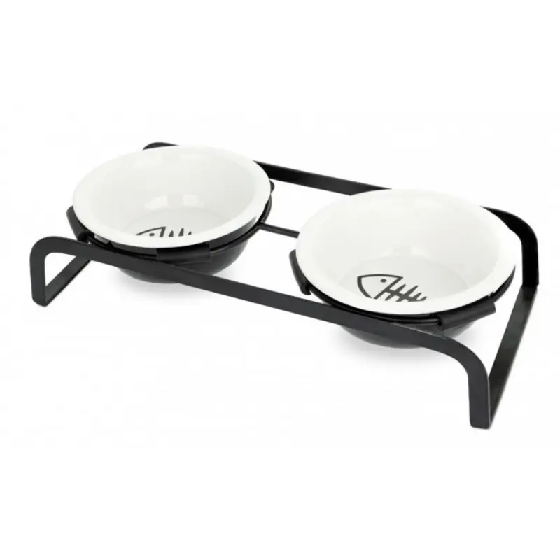 Kup online BARRY KING Zestaw 2 misek ceramicznych dla kota na metalowym stojaku - 12 cm