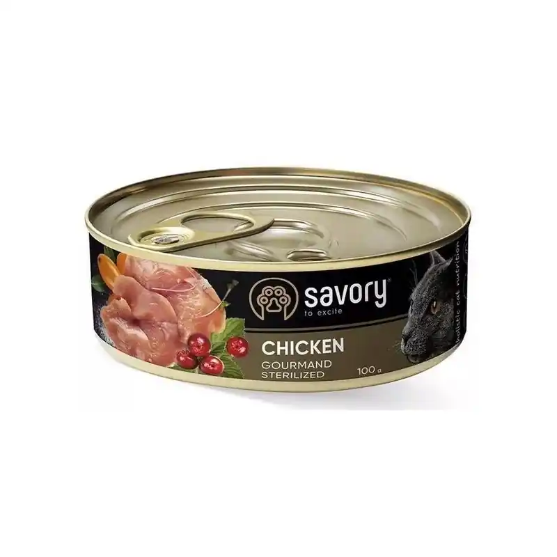 Sprawdź teraz SAVORY Cat Adult Sterilised Chicken 100g (puszka)
