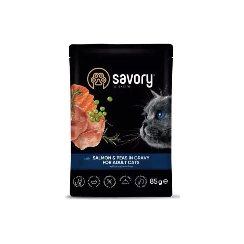 SAVORY Cat Adult Salmon and Peas 85g (saszetka) Niska cena