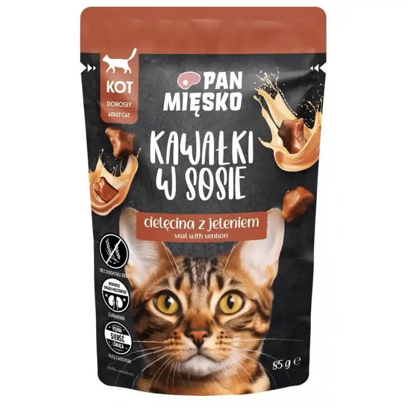Najlepsza cena PAN MIĘSKO KOT Kawałki w sosie Cielęcina z jeleniem 85g