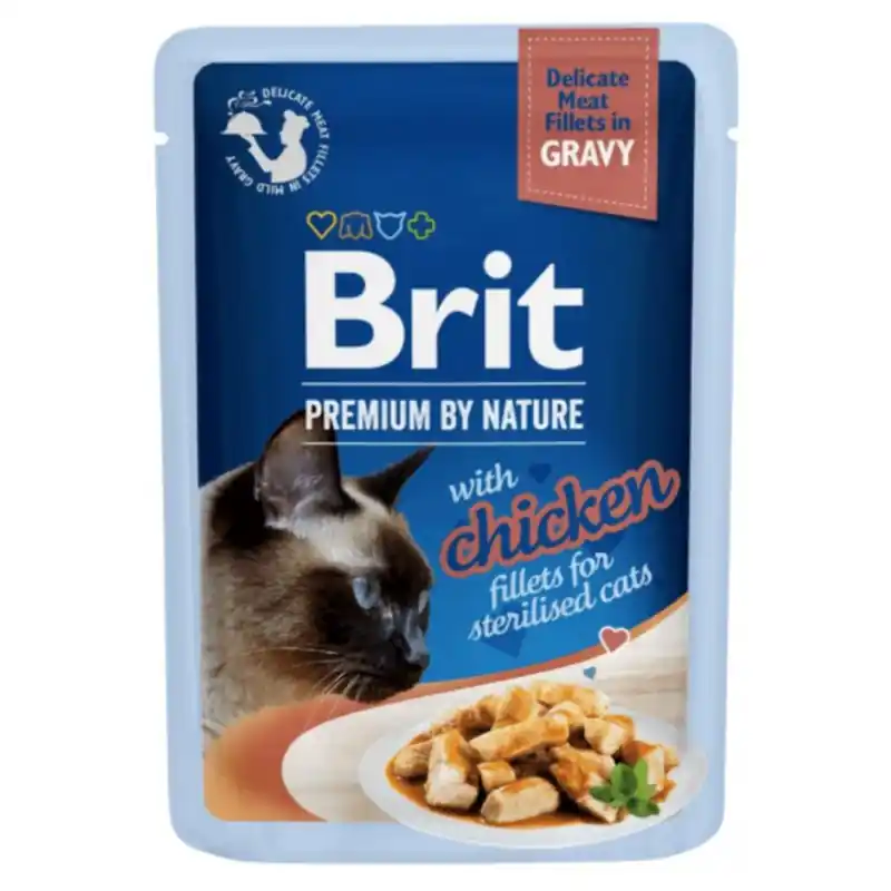 BRIT PREMIUM CAT Sterilised Chicken fillets in gravy 85g (saszetka) Ograniczona ilość