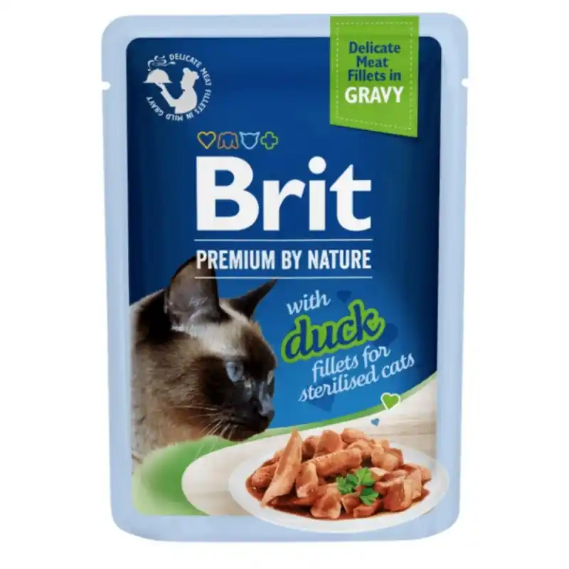 Oferta czasowa BRIT PREMIUM CAT Sterilised Duck fillets in gravy 85g (saszetka)