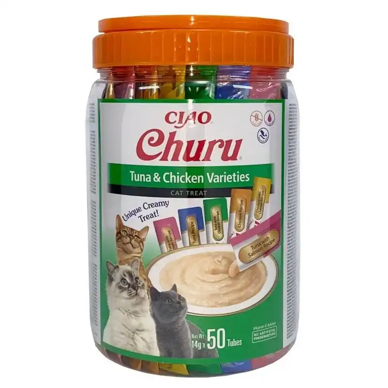 Wysoka jakość INABA CAT CHURU Varieties Tuna & Chicken 50x14g (700g)