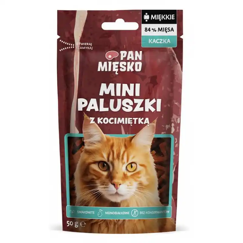 PAN MIĘSKO Przysmak dla kota Mini paluszki Kaczka z kocimiętką 50g Zniżka