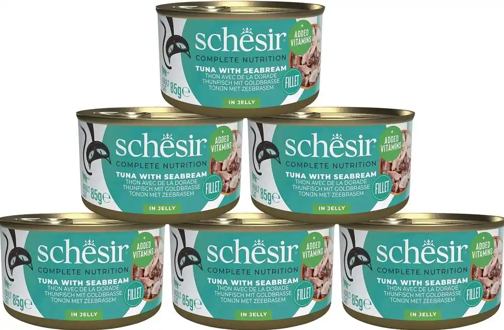 Ograniczona ilość Schesir Adult Tuna&Seabream in Jelly Karma z tuńczykiem i doradą dla kota 12x85g PAKIET