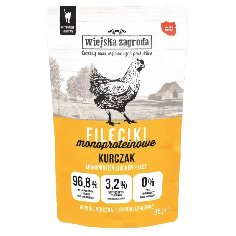Promocja WIEJSKA ZAGRODA KOT Fileciki Monoproteinowe Kurczak 85g (saszetka)