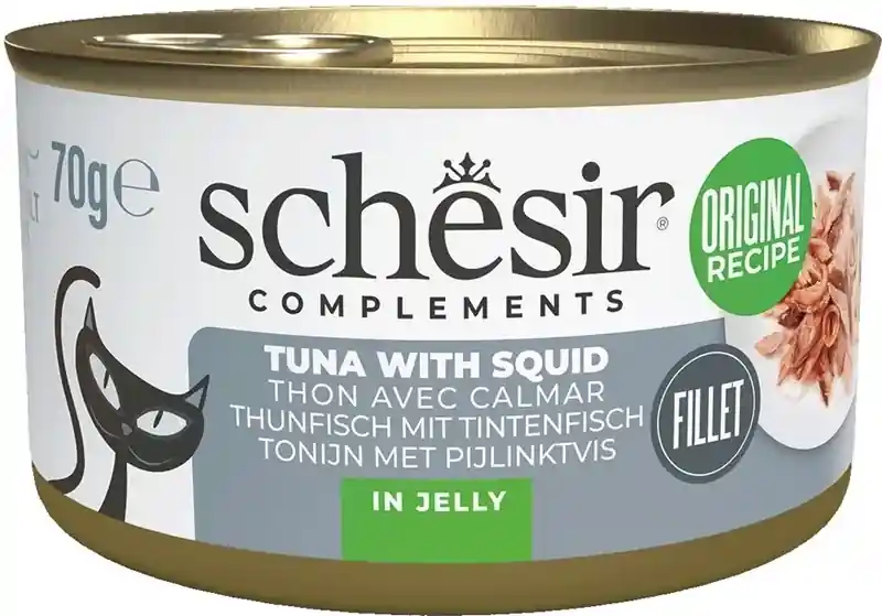 Schesir Adult Tuna&Squid in Jelly Karma z tuńczykiem i kalmarami dla kota 70g Hit sprzedaży