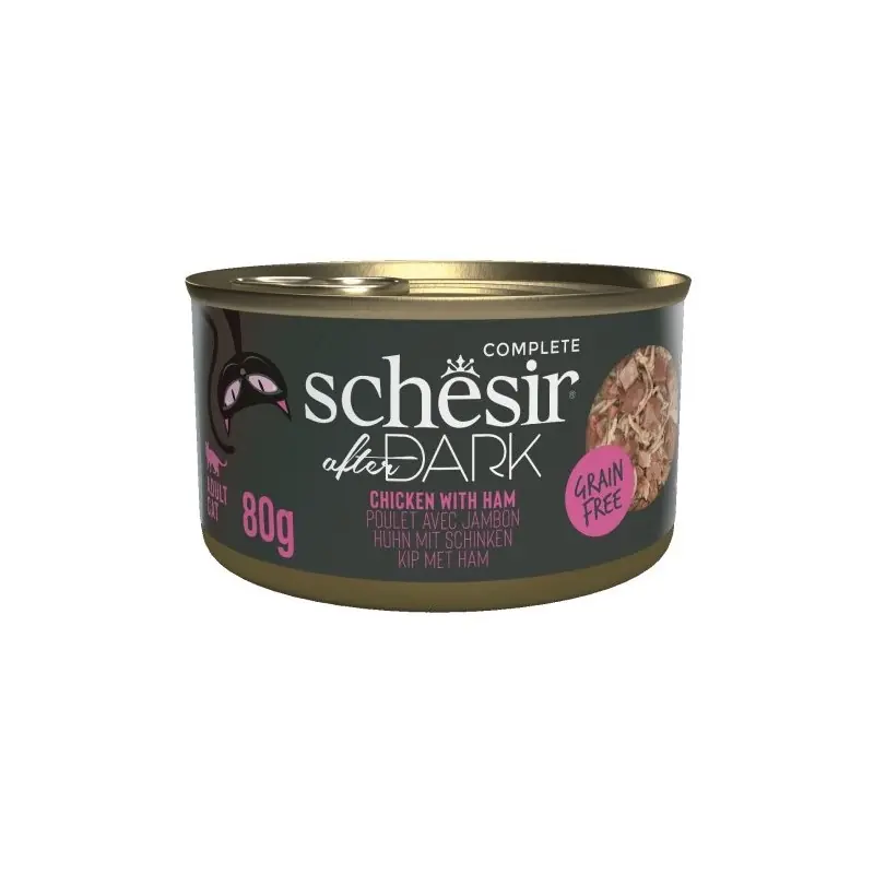 SCHESIR CAT After Dark Chicken with ham in broth 80g (puszka) Zamów teraz