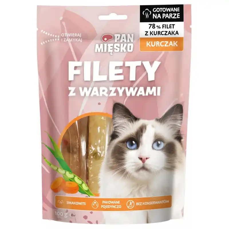 Szybka dostawa PAN MIĘSKO KOT Przysmak Filety Kurczak z warzywami 100g