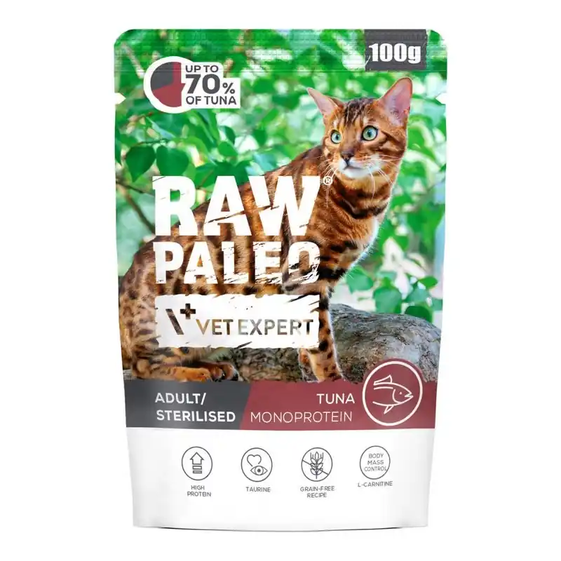 RAW PALEO Adult Sterilised Cat Tuna 100g Do wyczerpania zapasów