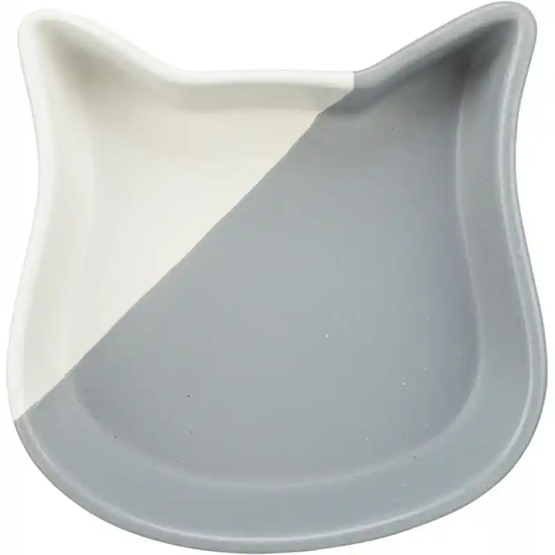 TRIXIE Miska ceramiczna dla kota w kształcie głowy kota 0,2l/13 cm - szara/biała Nowość