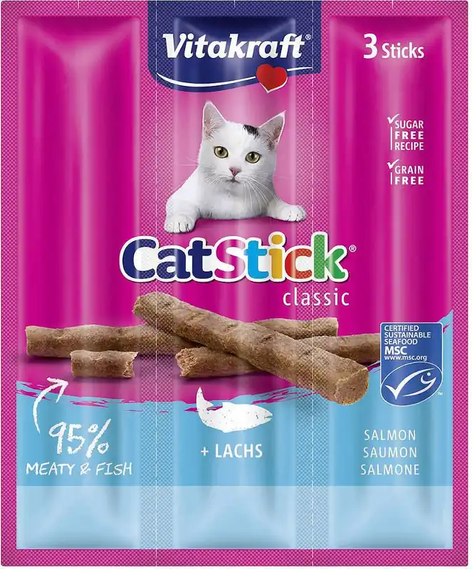 Tani Vitakraft Kabanosy Cat Stick Mini z łososiem dla kota op. 3szt.