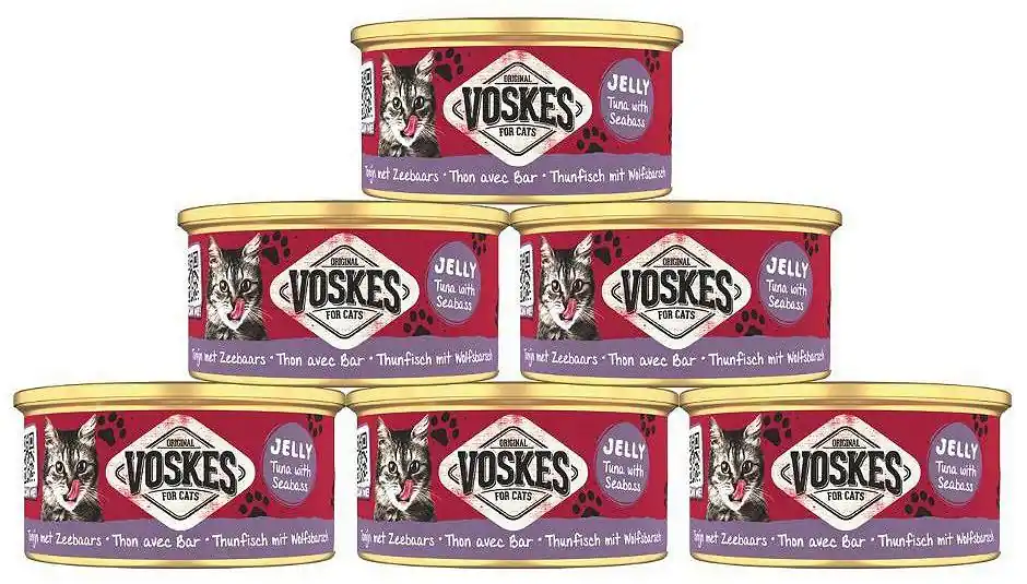 Voskes Original Jelly Tuna with Seabass Karma z tuńczykiem i okoniem dla kota 24x85g PAKIET Ostatnia szansa
