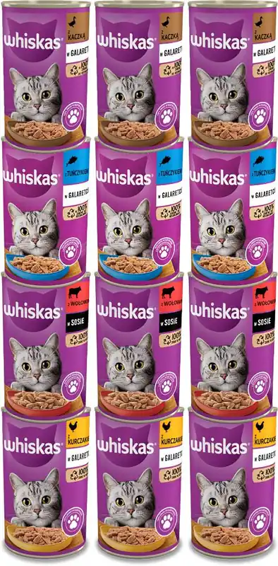 Oferta czasowa Whiskas Adult Pakiet degustacyjny w sosie i galaretce dla kota 12x400g PAKIET