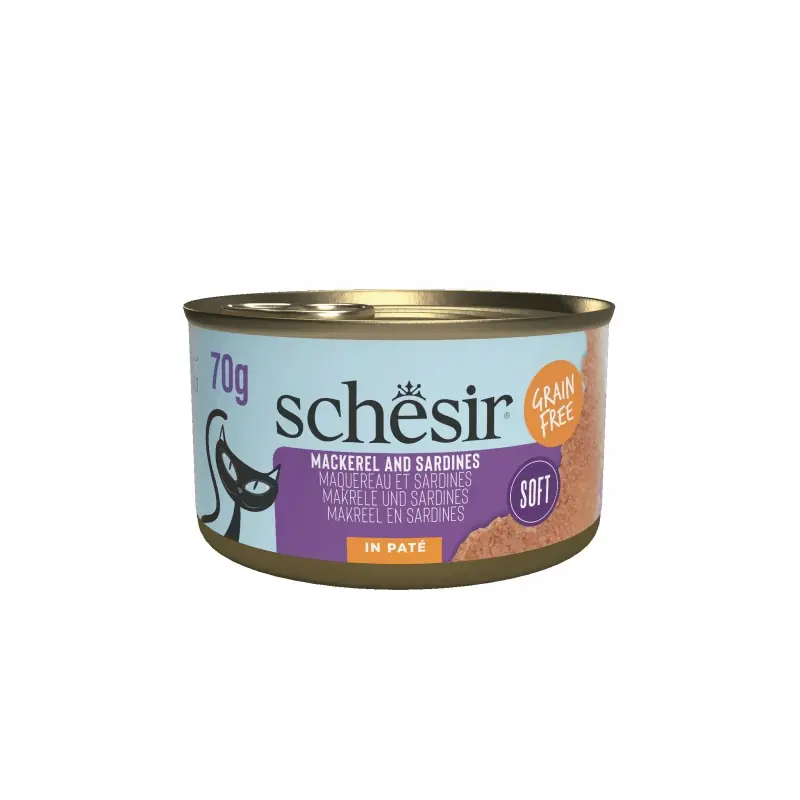 Ekspresowa dostawa SCHESIR Cat Can Grill karma mokra dla kota pasta z sardynek i makreli 70g (puszka)