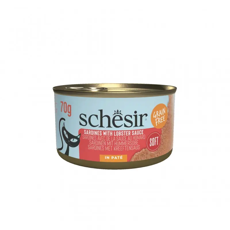 Szybka wysyłka SCHESIR Cat Can Grill karma mokra dla kota pasta z sardynek w sosie z homara 70g (puszka)