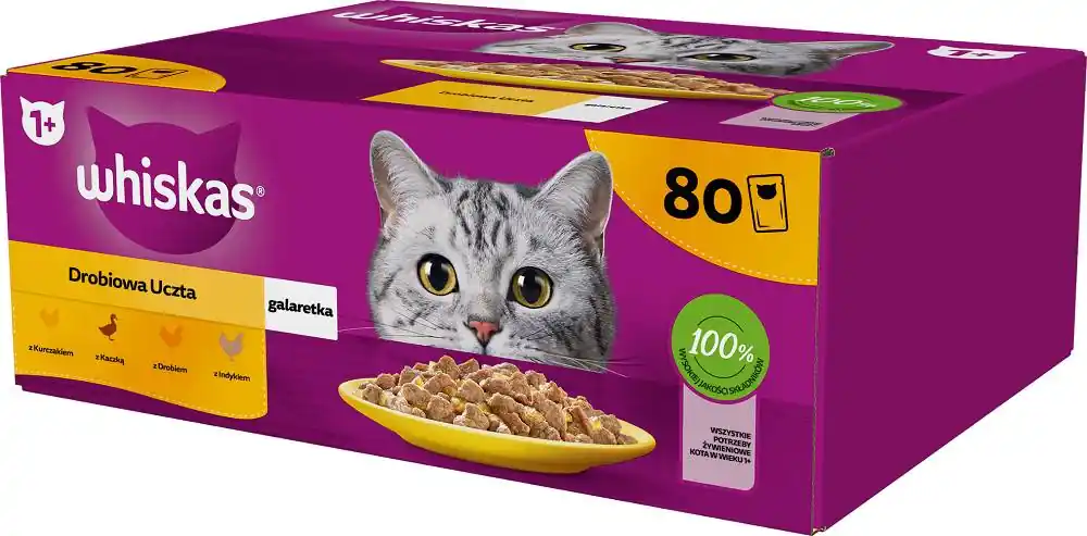 Whiskas Drobiowa Uczta Karma w galaretce dla kota 80x85g Łatwy zwrot