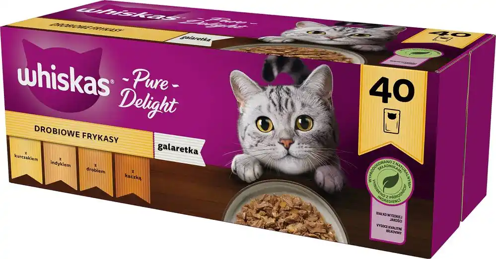 Wyprzedaż Whiskas Drobiowe Frykasy Karma w galaretce dla kota 40x85g