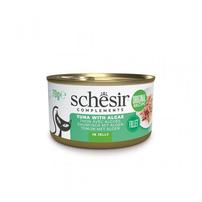 SCHESIR Complements karma mokra dla kotów tuńczyk z algami w galarecie 70g (puszka) Dodaj do koszyka