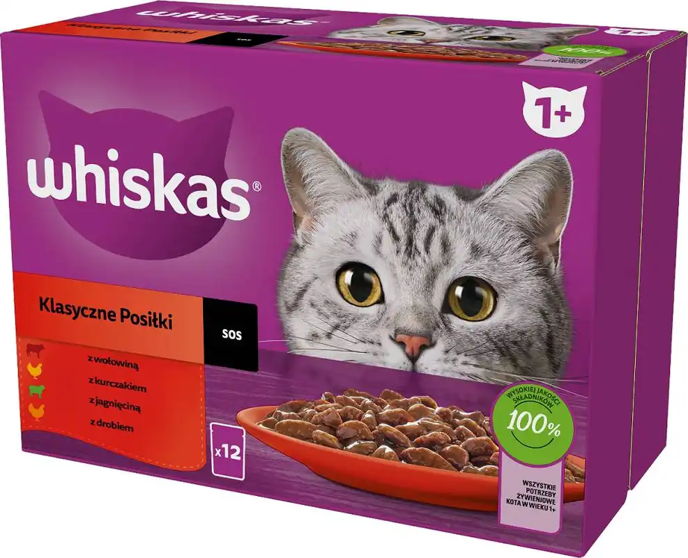 Whiskas Klasyczne Posiłki Karma w sosie dla kota 12x85g Super okazja