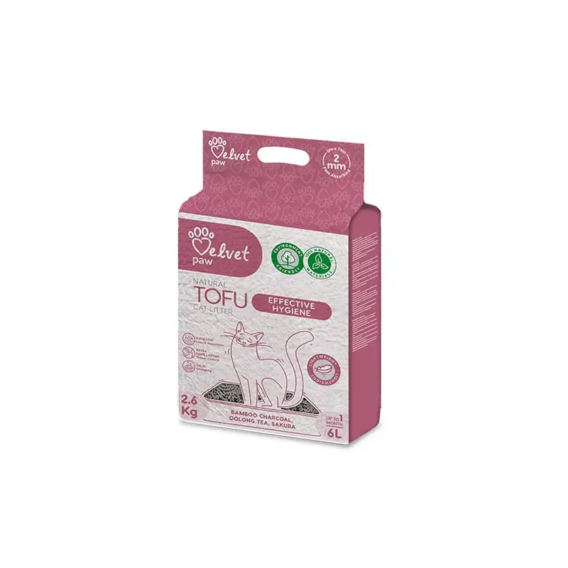 Ostatnie sztuki VELVET PAW Tofu żwirek ekologiczny z węglem bambusowym herbatą oolong i kwiatem wiśni 6l