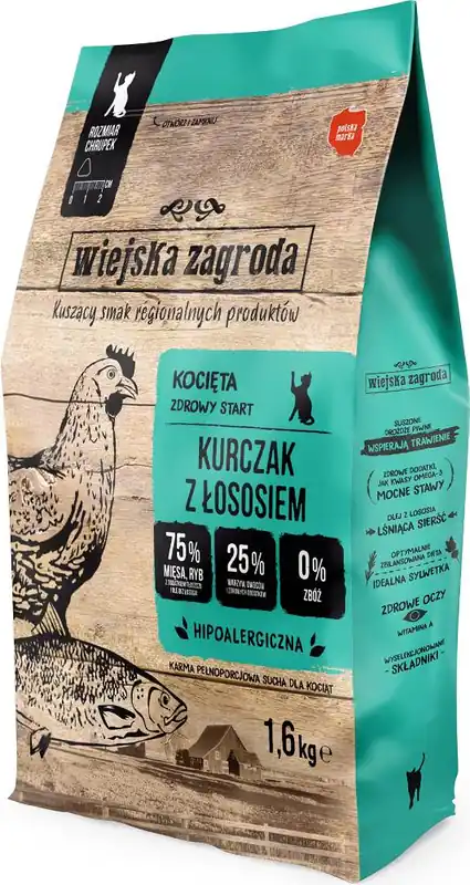 Wiejska Zagroda Kitten Karma z kurczakiem i łososiem dla kociąt 1.6kg Kup teraz
