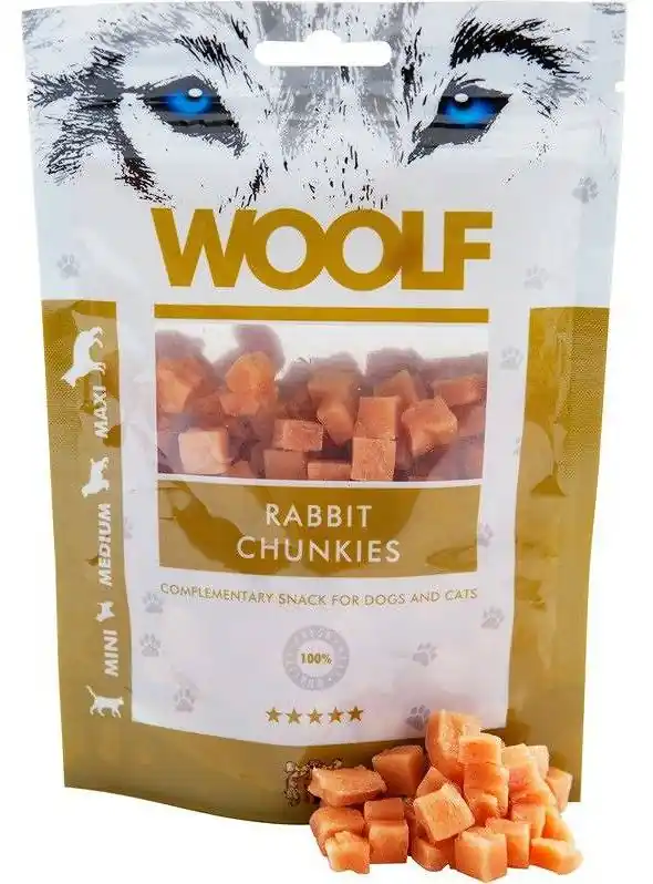 Woolf Przysmak Rabbit Chunkies dla psa i kota op. 100g Dostępne od ręki