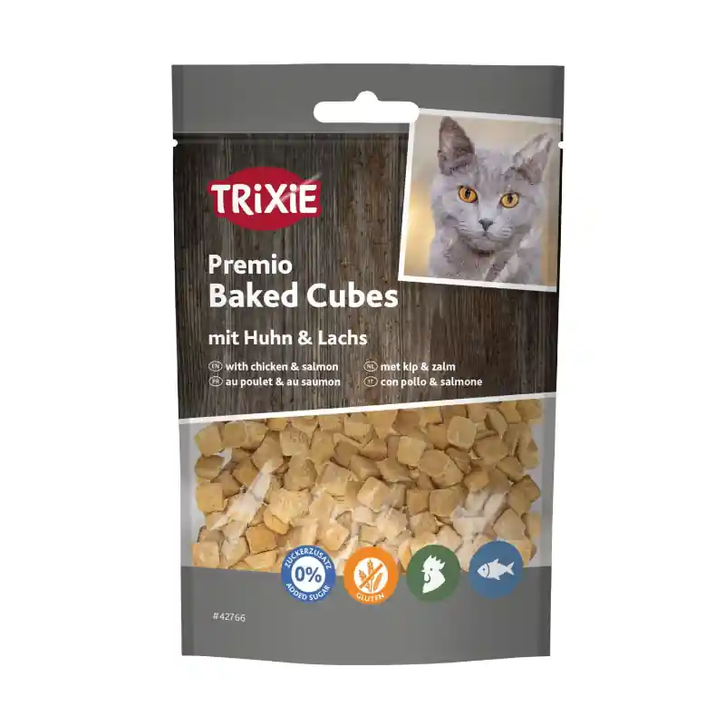 Wybór klientów TRIXIE Premio Baked Cubes przysmak dla kota kurczak i łosoś 50g