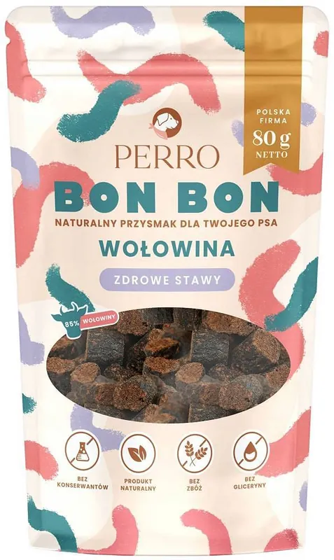 Perro BON BON Zdrowe Stawy Przysmaki z wołowiną dla psa 80g Ograniczona ilość