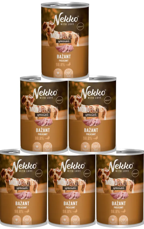 Nekko Monoprotein Special Adult Karma z bażantem dla psa 12x400g PAKIET Tylko do końca tygodnia