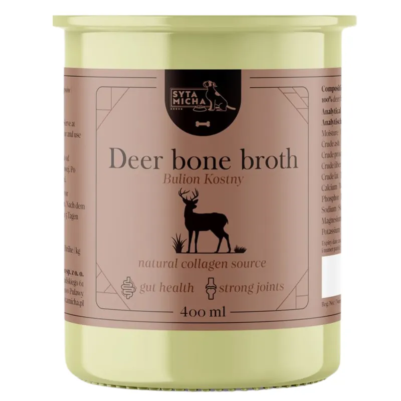 Wyprzedaż Syta Micha Deer Bone Broth Bulion Kostny dla psa 400ml