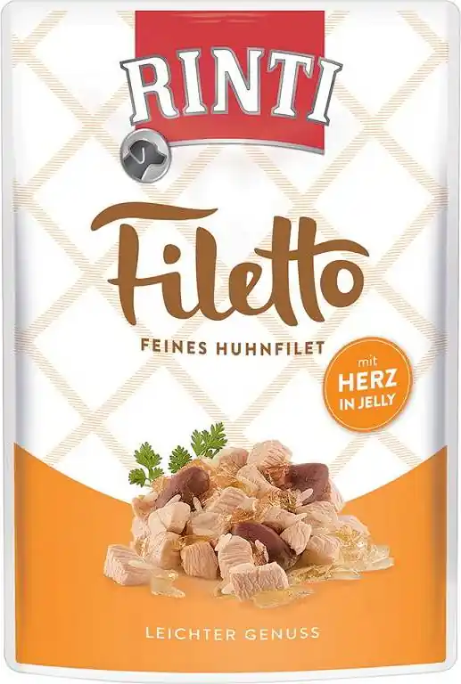Rinti Filetto Karma z kurczakiem i sercami kurczaka w galaretce dla psa saszetka 100g Rabat