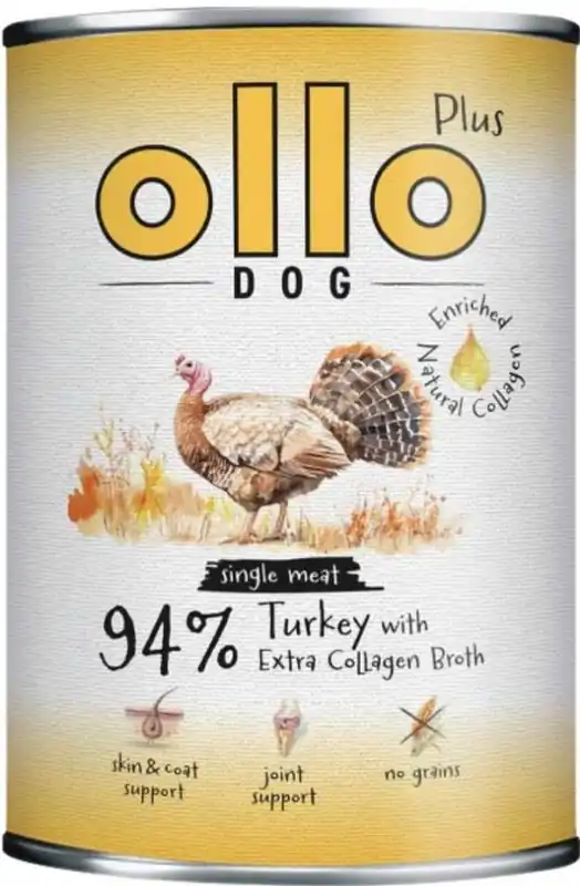 Tylko do końca tygodnia Ollo Plus Turkey with Collagen Dog Adult Karma z indykiem i kolagenem dla psa 400g