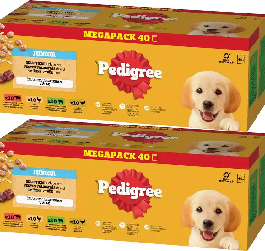 Pedigree JUNIOR Wybór Smaków Karma w galaretce dla szczeniaka 2x(40x100g) PAKIET Hit sprzedaży