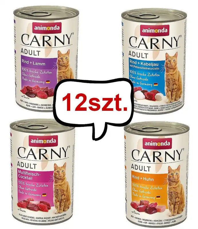 Super okazja Animonda Carny Adult Mokra Karma dla kota PAKIET 2 12x400g
