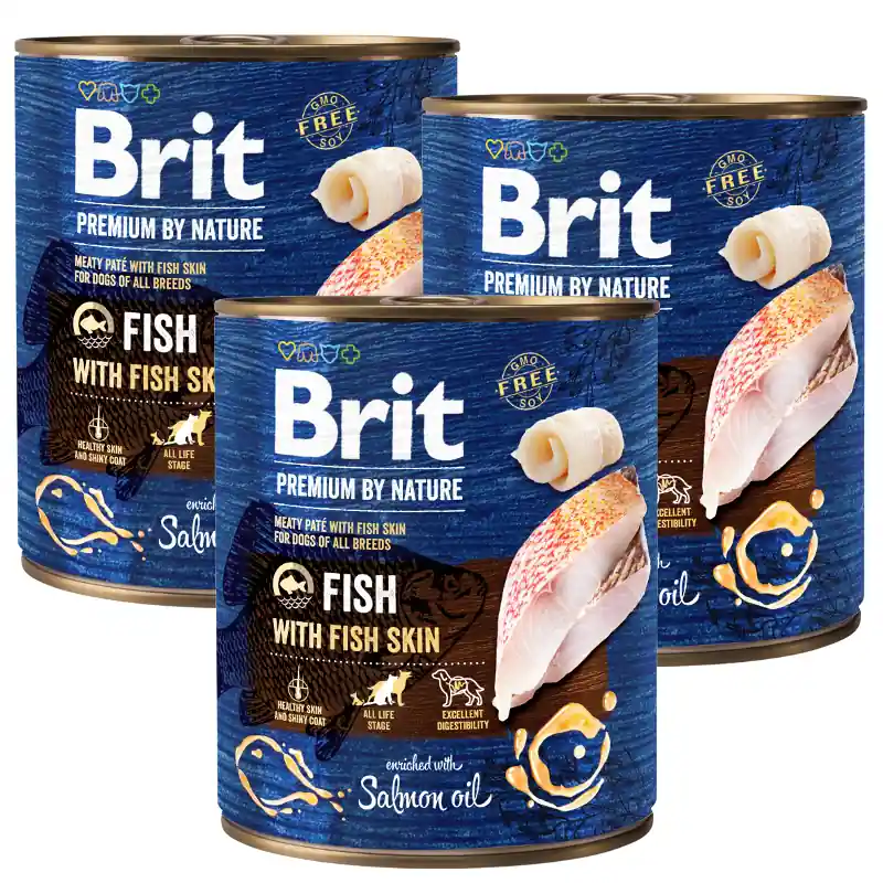 Brit Premium by Nature Fish with Fish Skin Karma z rybą dla psa 6x800g PAKIET Hit sprzedaży